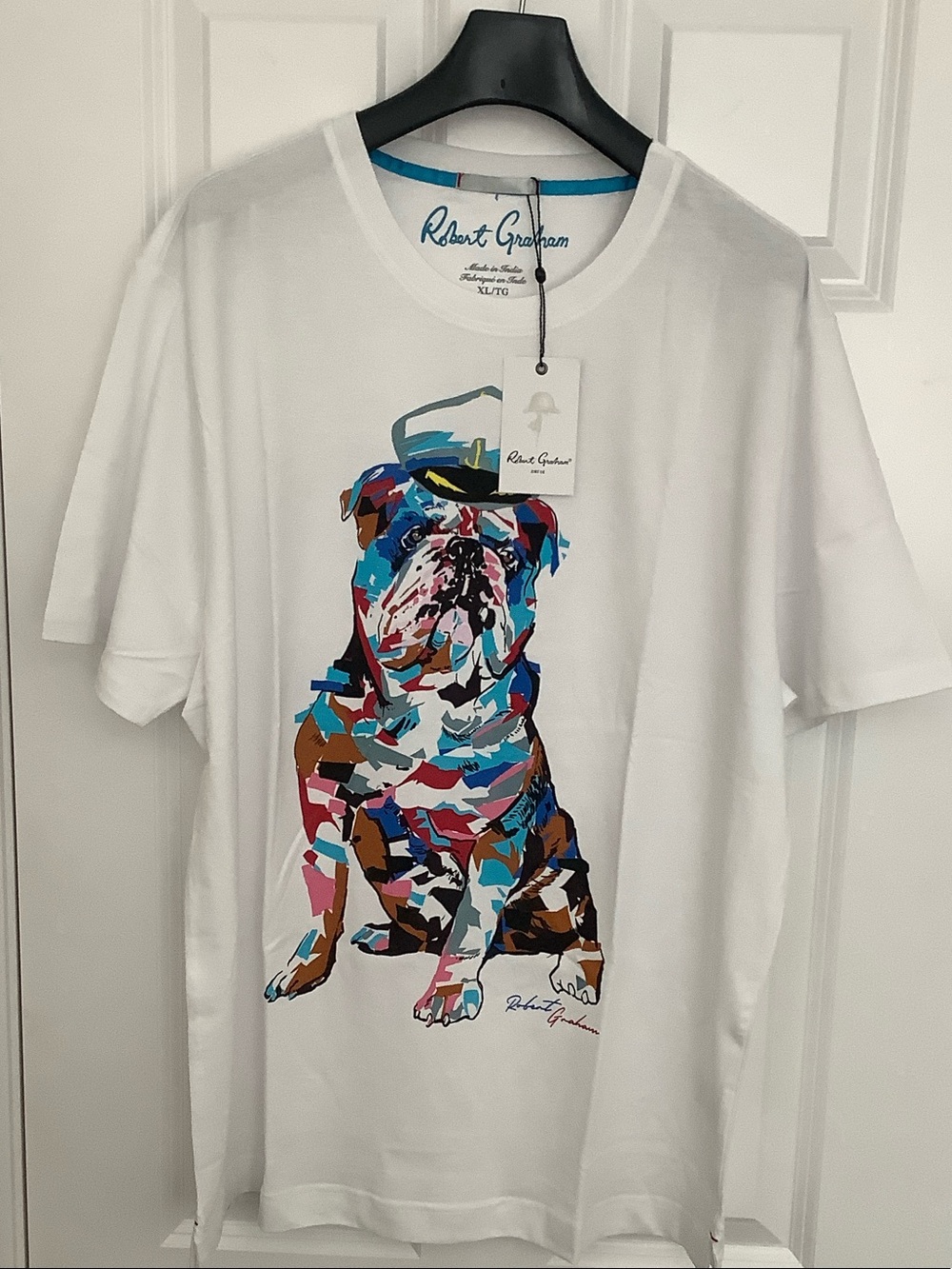 Robert Graham White Multicolor Bulldog Patchwork Tee